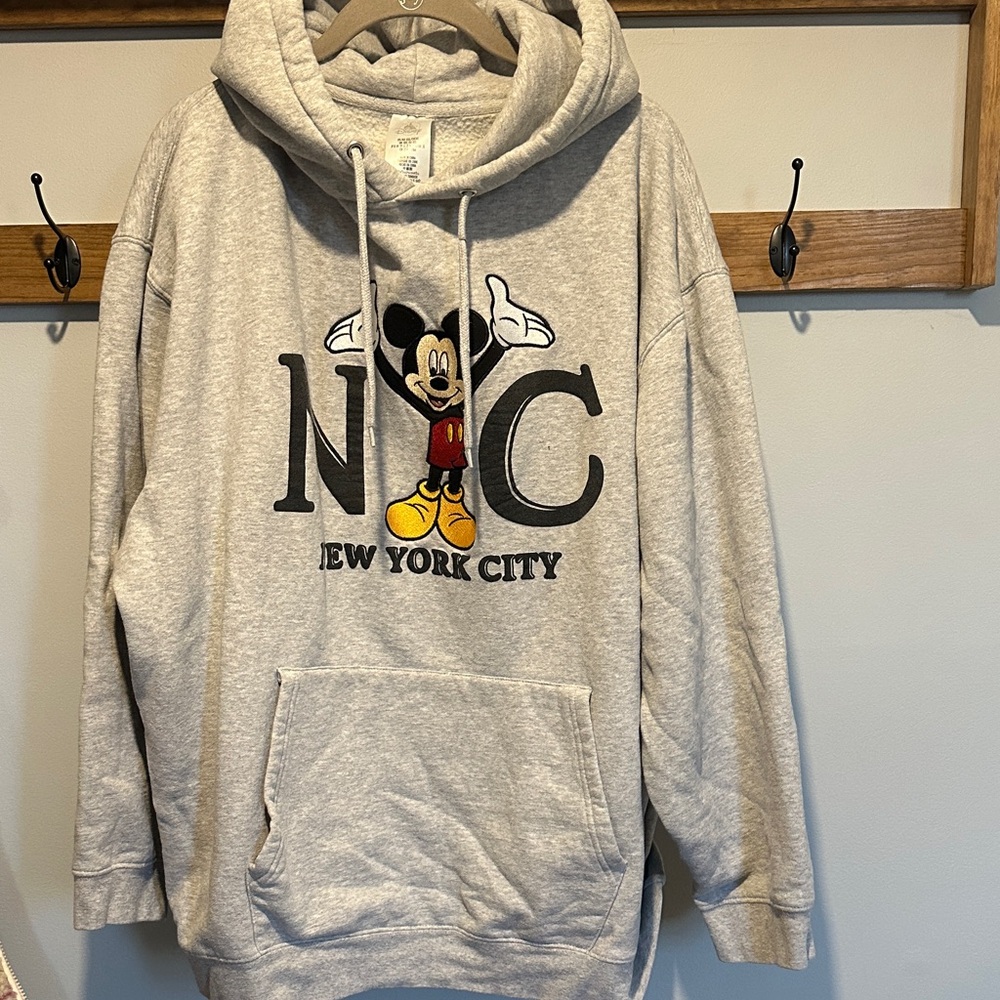 Disney Gray Hoodie with Mickey Mouse NYC Design
